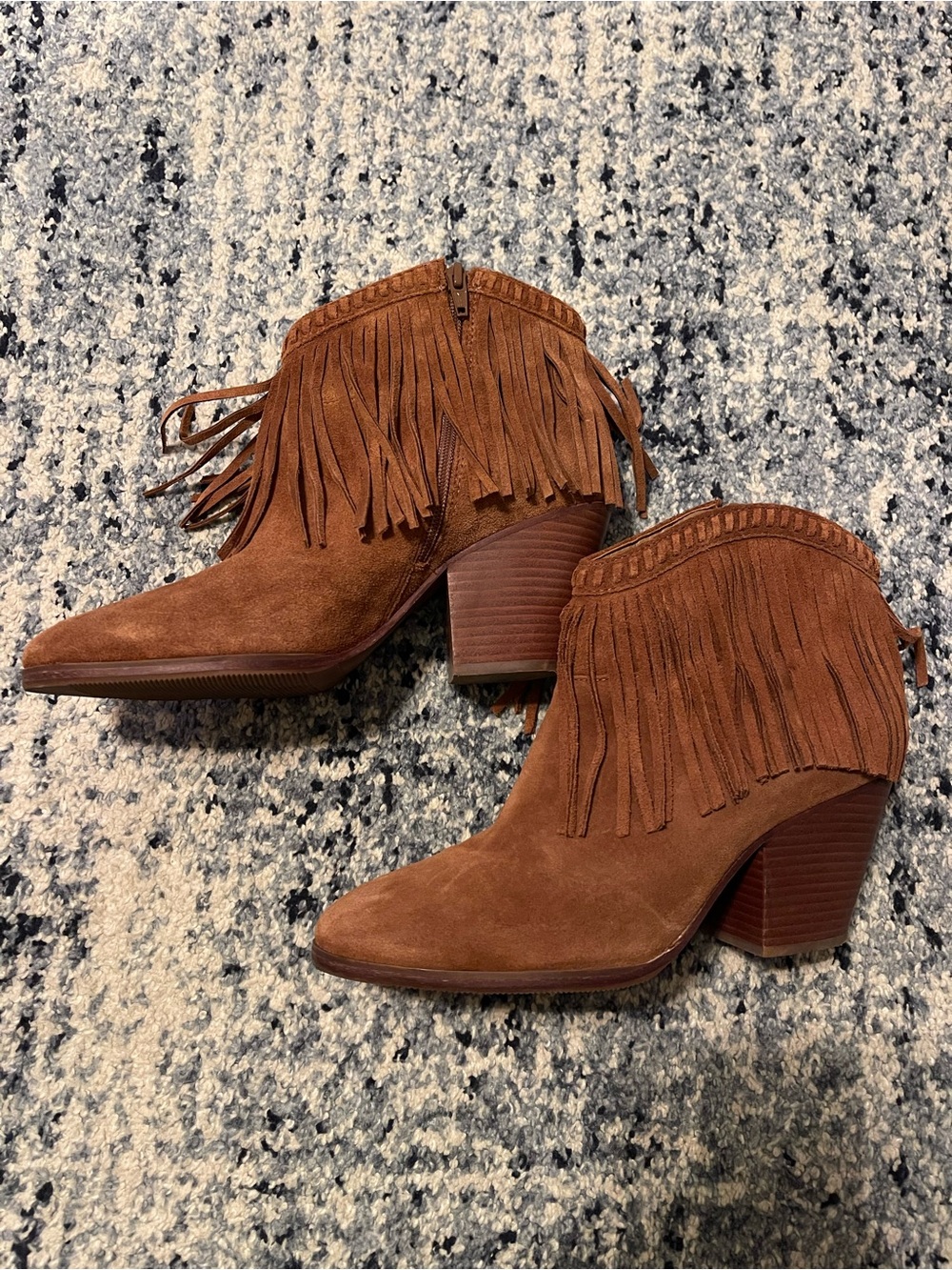 Gianni Bini Brown Suede Fringe Ankle Boots